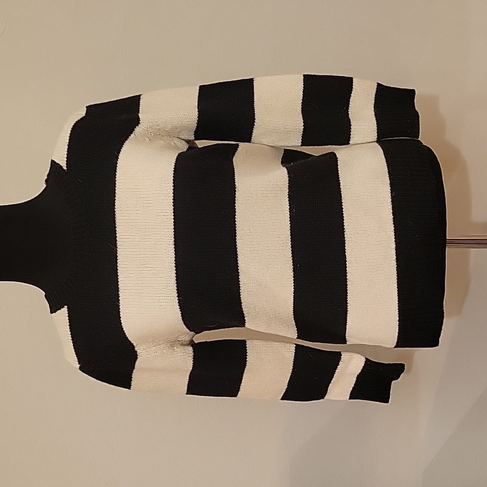 J.Crew Lambs Wool Black and White Striped Sweater